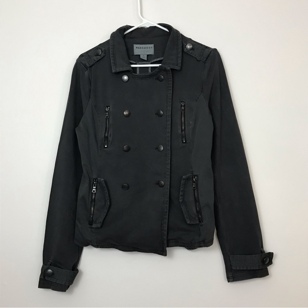 Marrakech Button Up Dark Gray Utility Military St… - image 1